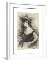 Femme en Buste au Chapeau, de Profil-Giovanni Boldini-Framed Premium Giclee Print