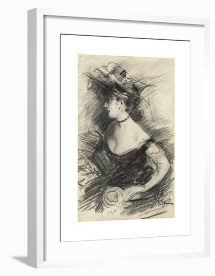 Femme en Buste au Chapeau, de Profil-Giovanni Boldini-Framed Premium Giclee Print