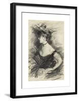 Femme en Buste au Chapeau, de Profil-Giovanni Boldini-Framed Premium Giclee Print