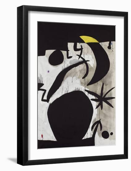 Femme et Oiseaux Dans la Nuit, 1969 - 1974-Joan Miro-Framed Giclee Print
