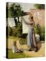 Femme étendant du linge-Camille Pissarro-Stretched Canvas