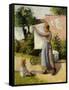 Femme étendant du linge-Camille Pissarro-Framed Stretched Canvas