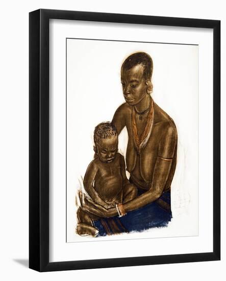 Femme M'gogo Avec Son Enfant (Dodoma), from Dessins Et Peintures D'afrique, Executes Au Cours De L'-Alexander Yakovlev-Framed Giclee Print