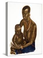 Femme M'gogo Avec Son Enfant (Dodoma), from Dessins Et Peintures D'afrique, Executes Au Cours De L'-Alexander Yakovlev-Stretched Canvas