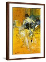 Femme Mettant Son Corset-Henri de Toulouse-Lautrec-Framed Art Print