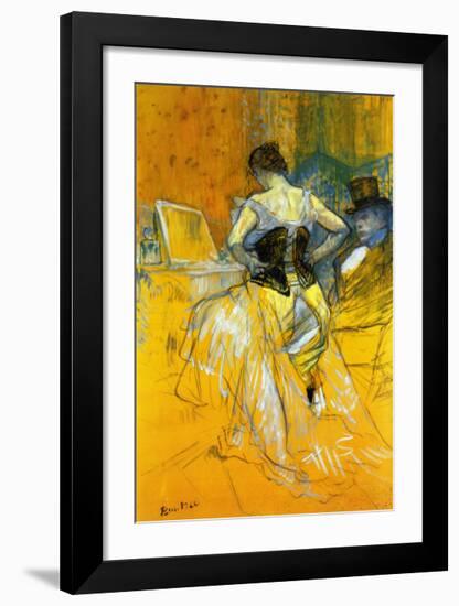 Femme Mettant Son Corset-Henri de Toulouse-Lautrec-Framed Art Print