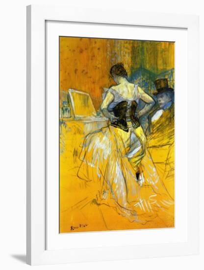 Femme Mettant Son Corset-Henri de Toulouse-Lautrec-Framed Art Print