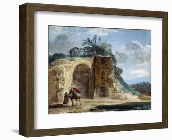 Femme montée sur un mulet, vers 1780-Jean-Pierre Houel-Framed Giclee Print