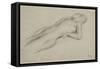 Femme nue allongée sur le dos, étude pour Scène de guerre-Edgar Degas-Framed Stretched Canvas