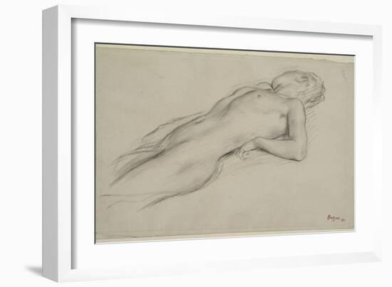 Femme nue allongée sur le dos, étude pour Scène de guerre-Edgar Degas-Framed Giclee Print