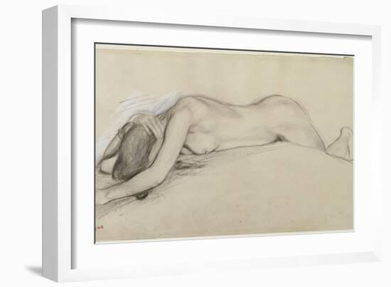 Femme nue allongée sur le ventre, la tête entre les bras-Edgar Degas-Framed Giclee Print