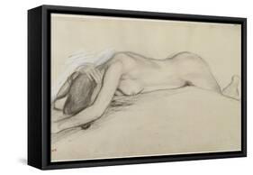 Femme nue allongée sur le ventre, la tête entre les bras-Edgar Degas-Framed Stretched Canvas