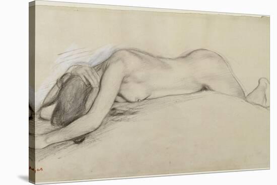 Femme nue allongée sur le ventre, la tête entre les bras-Edgar Degas-Stretched Canvas