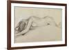 Femme nue allongée sur le ventre, la tête entre les bras-Edgar Degas-Framed Giclee Print