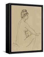 Femme nue assise, de profil à droite, s'essuyant le bras-Pierre-Auguste Renoir-Framed Stretched Canvas