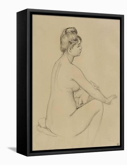 Femme nue assise, de profil à droite, s'essuyant le bras-Pierre-Auguste Renoir-Framed Stretched Canvas