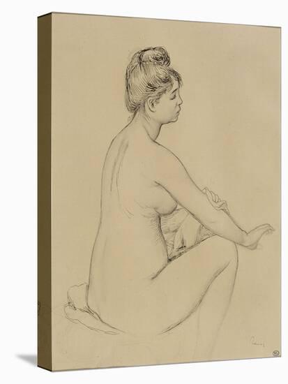 Femme nue assise, de profil à droite, s'essuyant le bras-Pierre-Auguste Renoir-Stretched Canvas