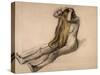 Femme nue, assise par terre, se peignant-Edgar Degas-Stretched Canvas
