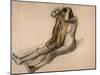 Femme nue, assise par terre, se peignant-Edgar Degas-Mounted Giclee Print