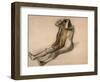 Femme nue, assise par terre, se peignant-Edgar Degas-Framed Giclee Print