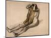 Femme nue, assise par terre, se peignant-Edgar Degas-Mounted Giclee Print