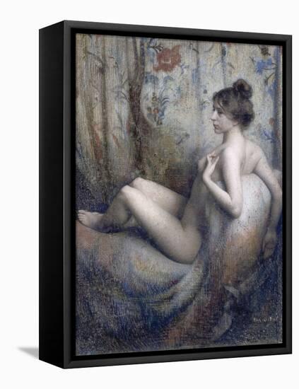 Femme nue assise sur un canapé-Eugène Vidal-Framed Stretched Canvas