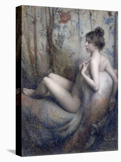 Femme nue assise sur un canapé-Eugène Vidal-Stretched Canvas