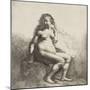 Femme nue assise sur une butte-Rembrandt van Rijn-Mounted Giclee Print