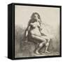 Femme nue assise sur une butte-Rembrandt van Rijn-Framed Stretched Canvas