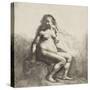 Femme nue assise sur une butte-Rembrandt van Rijn-Stretched Canvas