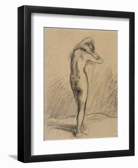 Femme nue, debout et vue de dos, mettant sa chemise-Jean-François Millet-Framed Giclee Print