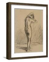 Femme nue, debout et vue de dos, mettant sa chemise-Jean-François Millet-Framed Giclee Print