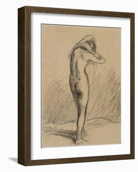 Femme nue, debout et vue de dos, mettant sa chemise-Jean-François Millet-Framed Giclee Print