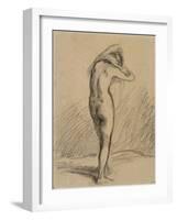 Femme nue, debout et vue de dos, mettant sa chemise-Jean-François Millet-Framed Giclee Print