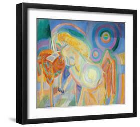 Femme Nue Lisant, 1915-Robert Delaunay-Framed Premium Giclee Print