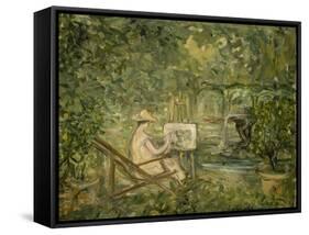 Femme peignant dans un paysage-Pierre Laprade-Framed Stretched Canvas