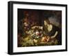 Femme prenant des fruits-a woman taking fruit. Perhaps allegory for a season, 1669.-Abraham Brueghel-Framed Giclee Print