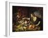 Femme prenant des fruits-a woman taking fruit. Perhaps allegory for a season, 1669.-Abraham Brueghel-Framed Giclee Print