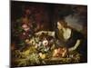 Femme prenant des fruits-a woman taking fruit. Perhaps allegory for a season, 1669.-Abraham Brueghel-Mounted Giclee Print