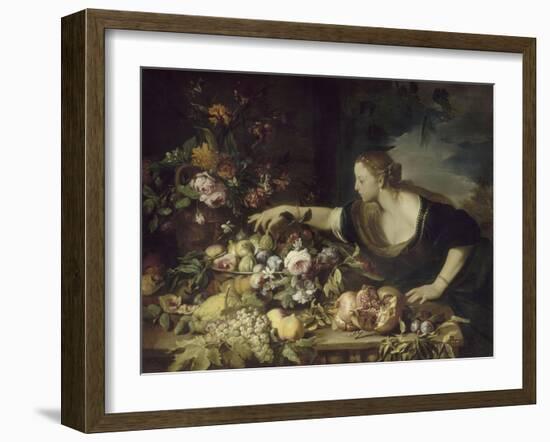 Femme prenant des fruits-Pier Francesco Mola-Framed Giclee Print