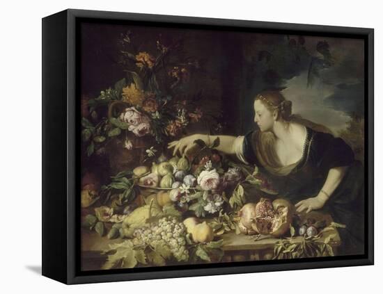 Femme prenant des fruits-Pier Francesco Mola-Framed Stretched Canvas