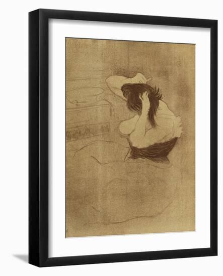 Femme Qui Se Peigne - La Coiffure, Plate VII from Elles-Henri de Toulouse-Lautrec-Framed Giclee Print