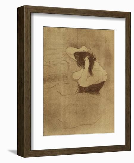 Femme Qui Se Peigne - La Coiffure, Plate VII from Elles-Henri de Toulouse-Lautrec-Framed Giclee Print