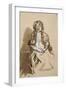Femme (Saskia ?) assise, les mains sur les genoux, coiffée d'un long voile-Rembrandt van Rijn-Framed Giclee Print