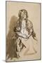 Femme (Saskia ?) assise, les mains sur les genoux, coiffée d'un long voile-Rembrandt van Rijn-Mounted Giclee Print