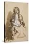 Femme (Saskia ?) assise, les mains sur les genoux, coiffée d'un long voile-Rembrandt van Rijn-Stretched Canvas