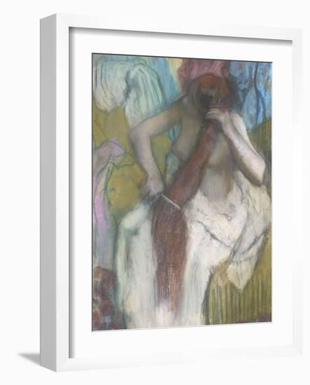Femme se peignant ou La chevelure-Edgar Degas-Framed Giclee Print