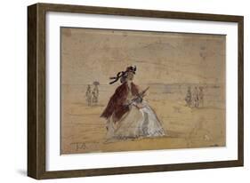 Femme sur une plage-Eugène Boudin-Framed Giclee Print