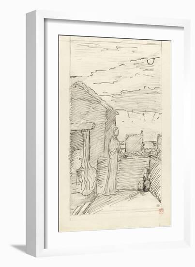 Femme sur une terrasse dominant une ville fortifiée-Pierre Puvis de Chavannes-Framed Giclee Print