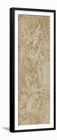 Femme tenant un cartouche-null-Framed Premium Giclee Print